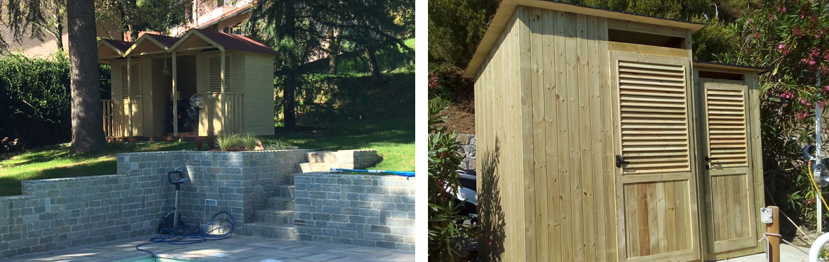 cabine in legno per piscine stile stabilimento balneare