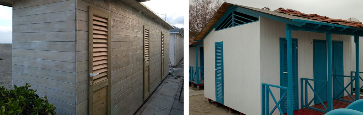 cabine in legno per uso wc